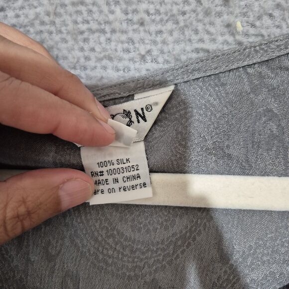 Vtg Citron Santa Monica Women's Grey Silk Sleeveless Paisleys Tank Top 2X - Picture 3 of 7